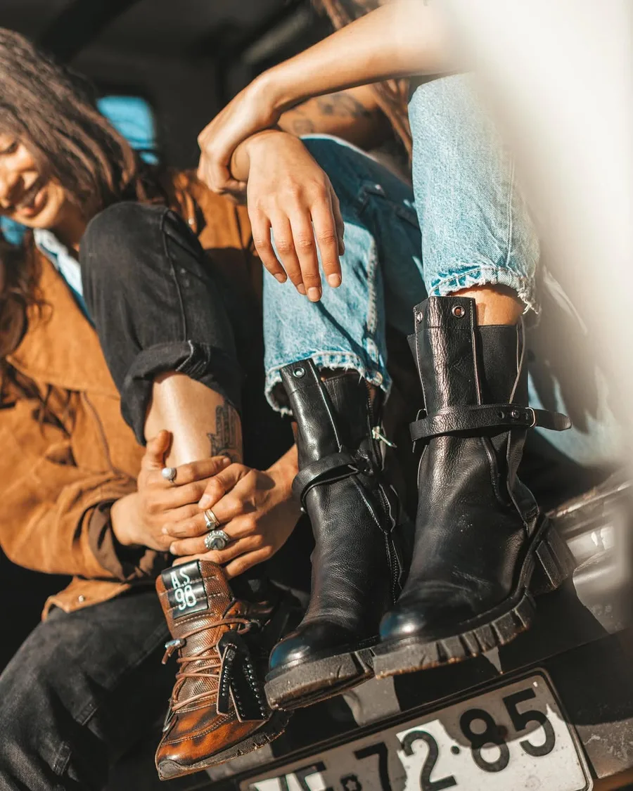 A.S.98 boots styled with jeans in a relaxed, edgy lookbook photo